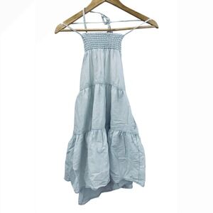 American‎ Eagle Halter Dress Smocked Tiered Casual Sundress Light Blue XXS